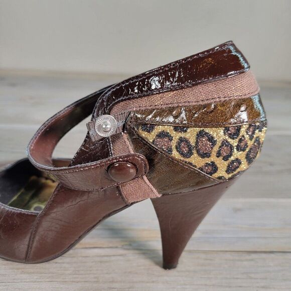Not Rated Brown Open Toe Heels Sz 6.5 - Picture 6 of 10